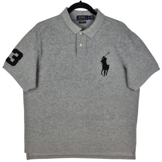 Polo Ralph Lauren Grey Big Pony Embroidered Custom Fit Polo Shirt Size XL