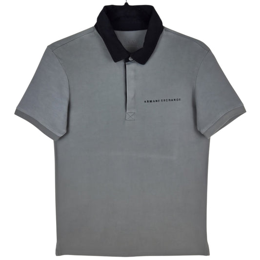 Armani Exchange Grey Slim Stretch Polo Shirt Size S