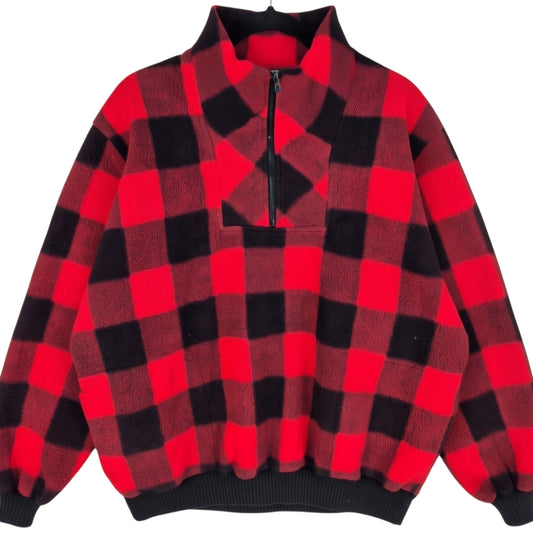 Vintage Penfield 80's Red & Black Checkered USA Made Fleece Jumper Size XL