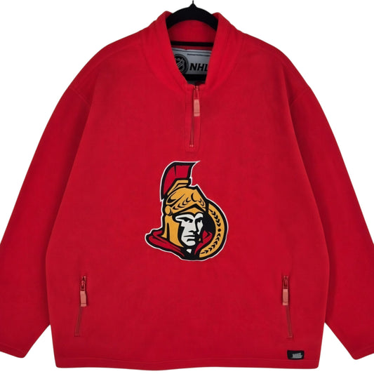NHL Ottawa Senators Red Quarter Zip Embroidered Fleece Jumper Size XL
