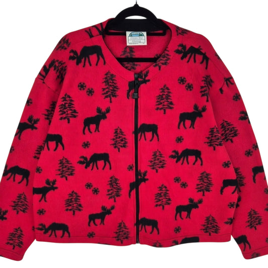 Vintage Hidden Bay Clothing 80's Womens Red USA Made Fleece Jumper Size XL