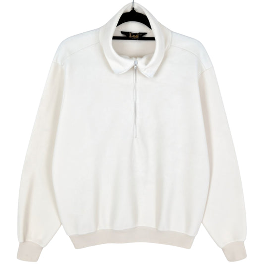 Vintage Lee 80's Cream White USA Made Half Zip Fleece Jumper Size L