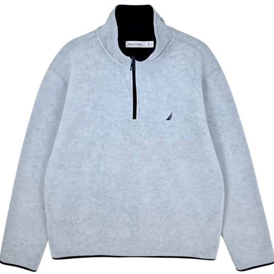 Nautica Light Grey Quarter Zip Fleece Jumper Size L