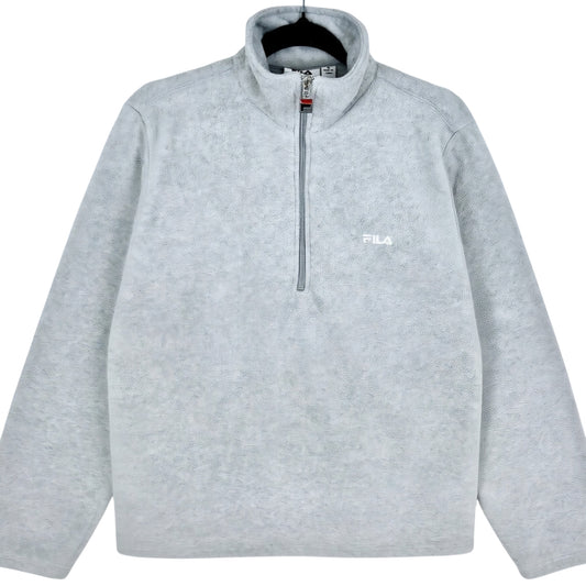 FILA Light Grey Quarter Zip Fleece Jumper Size M