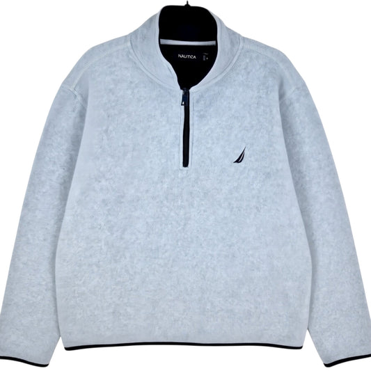 Nautica Light Grey Quarter Zip Fleece Jumper Size M