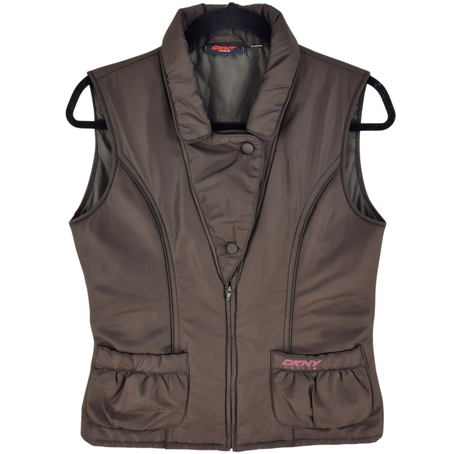 DKNY Active Womens Brown Padded Vest Size L