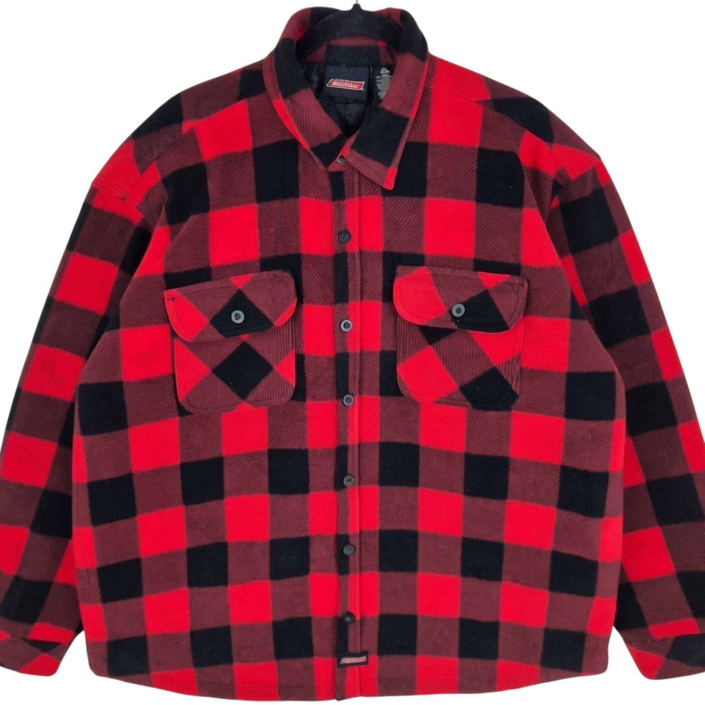 Dickies Black & Red Checkered Quilted Fleece Button Jacket Size 2XL