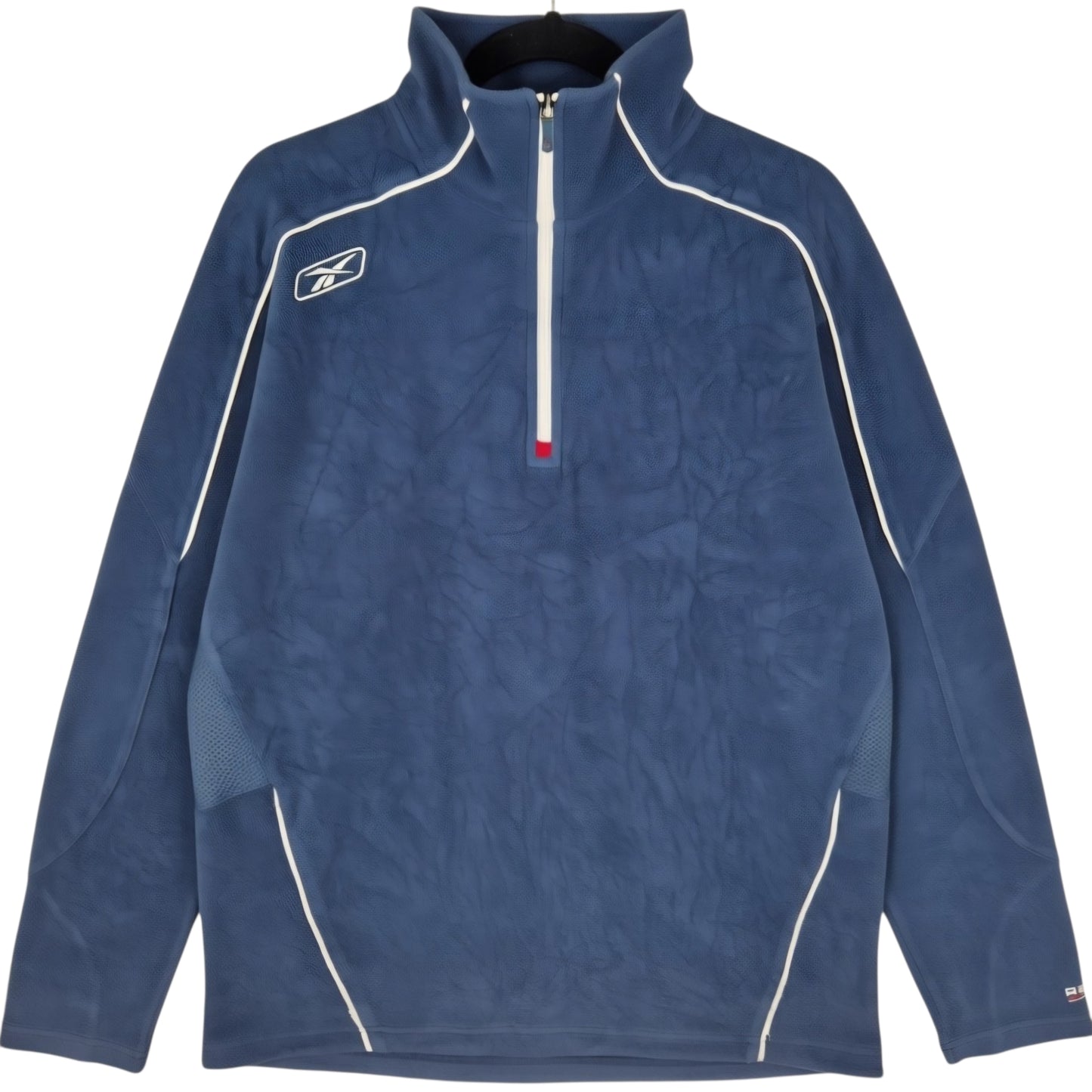 Vintage Reebok Dark Blue Quarter Zip Fleece Jumper Size L
