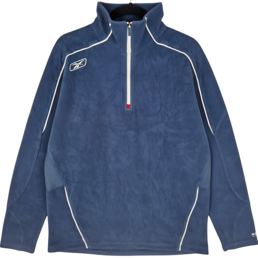Vintage Reebok Dark Blue Quarter Zip Fleece Jumper Size L