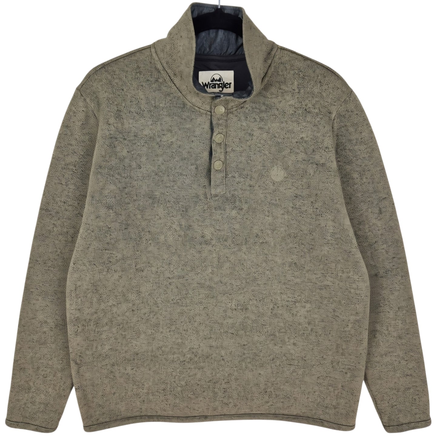 Wrangler Khaki Green Quarter Button Fleece Jumper Size M