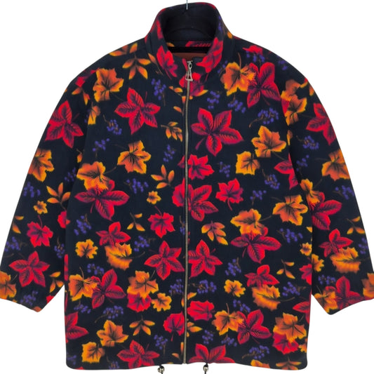 White Stag Womens Black Floral Fleece Zip Jumper Size S