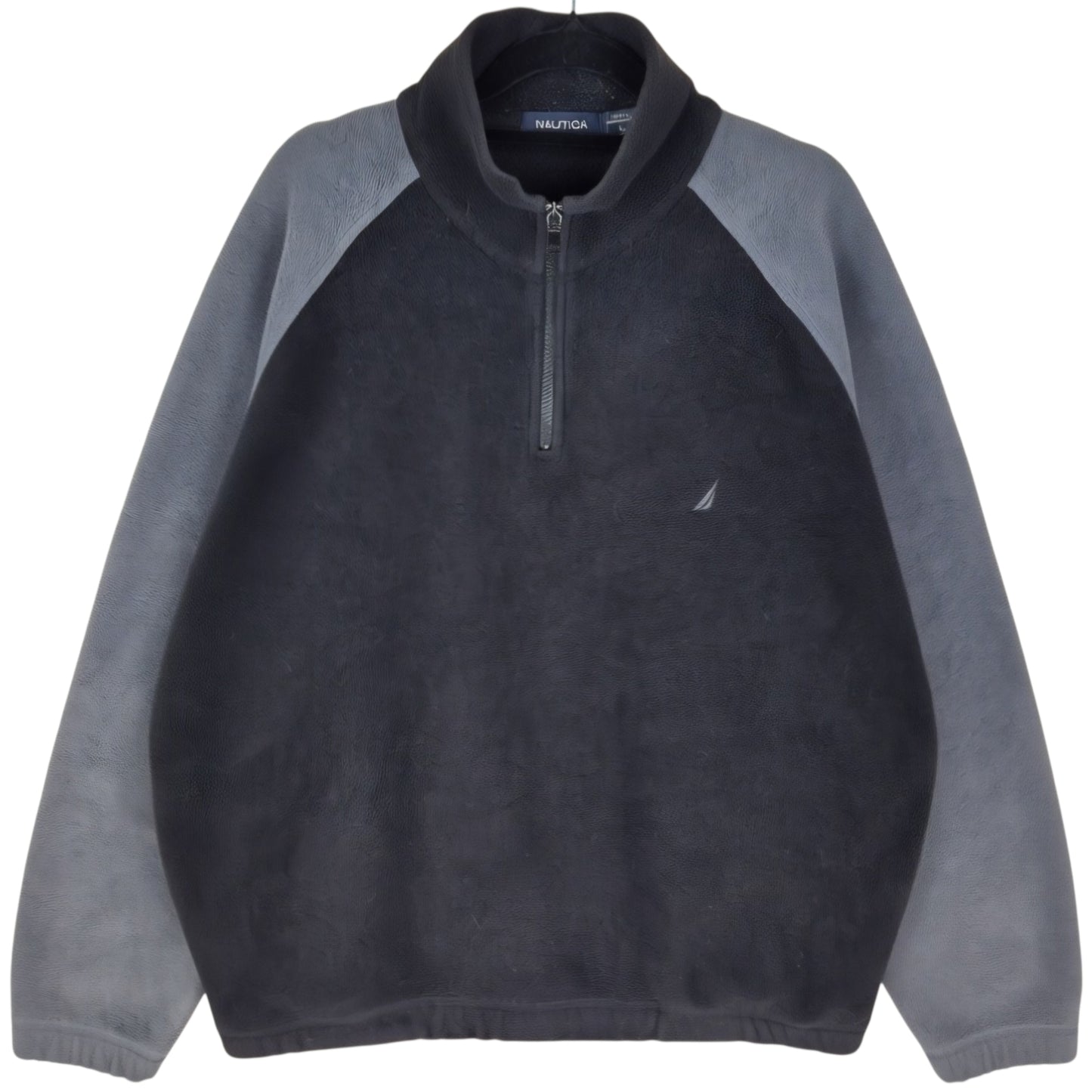 Nautica Black & Grey Quarter Zip Fleece Jumper Size L