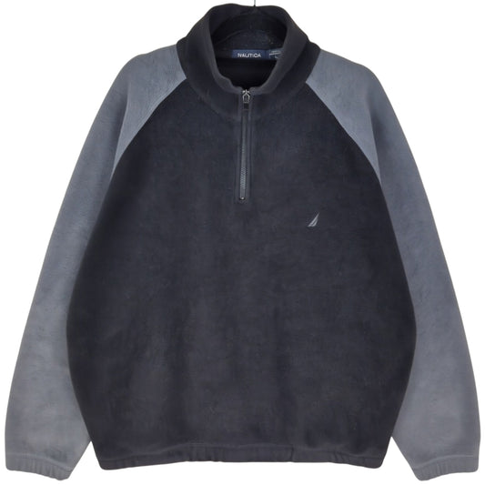 Nautica Black & Grey Quarter Zip Fleece Jumper Size L
