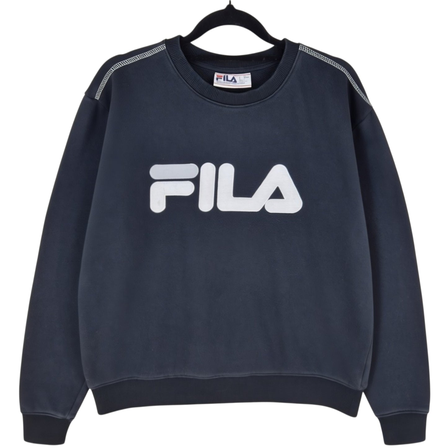 FILA Black Embroidered Crewneck Sweater Size L