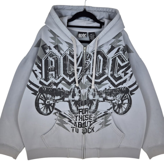 ACDC For Those About To Rock Grey Zip Hoodie Size XL