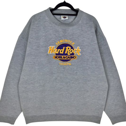 Vintage Hard Rock Hotel Seminole Tampa 90's Grey Embroidered Sweater Size XL