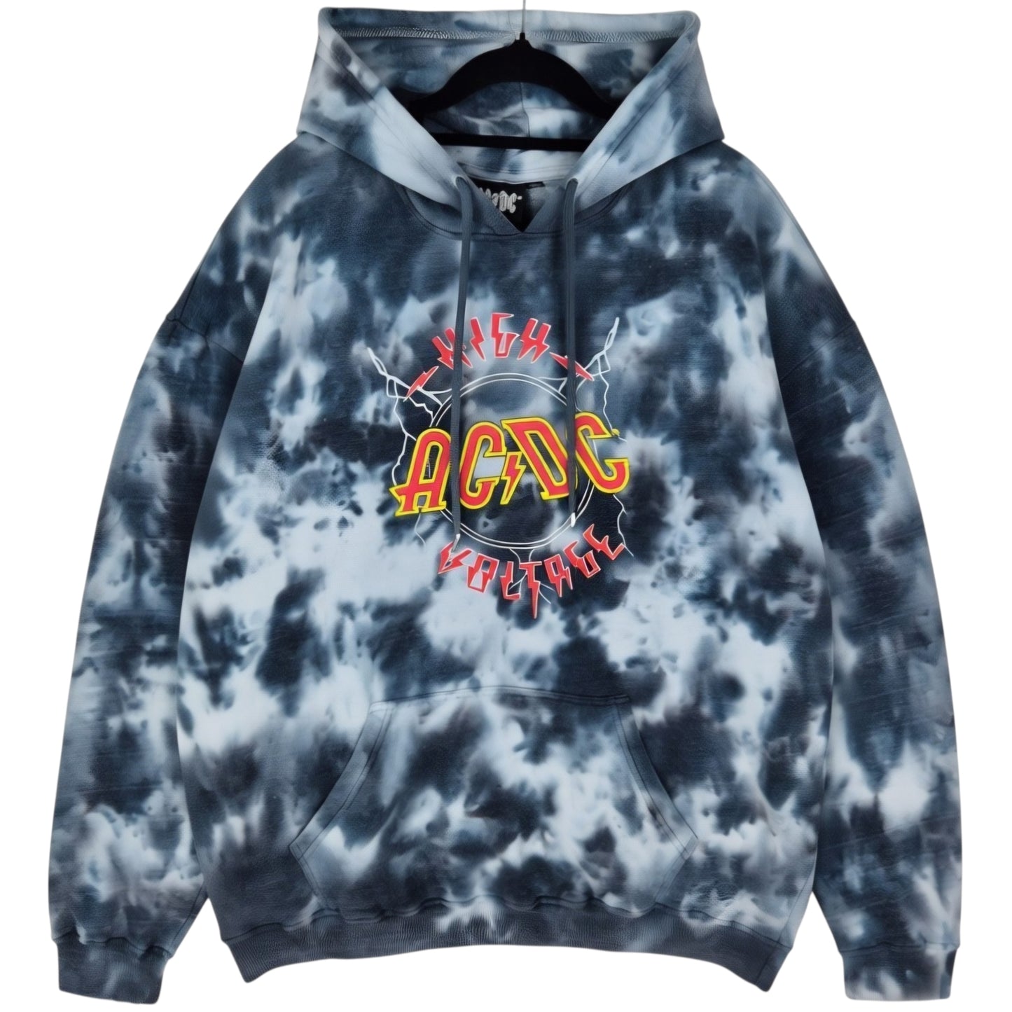 ACDC High Voltage Grey Tie Dye Hoodie Size L