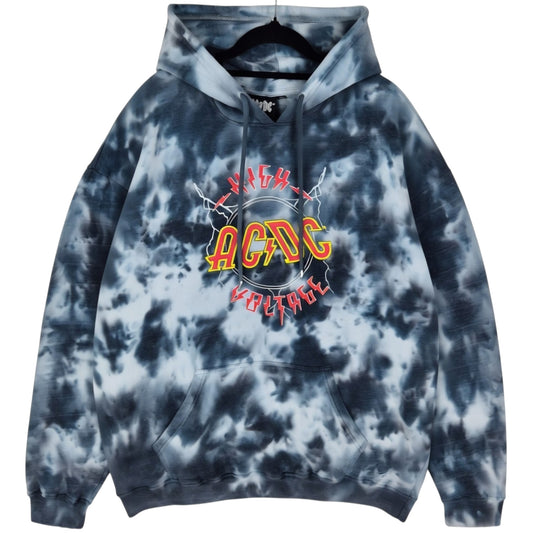 ACDC High Voltage Grey Tie Dye Hoodie Size L