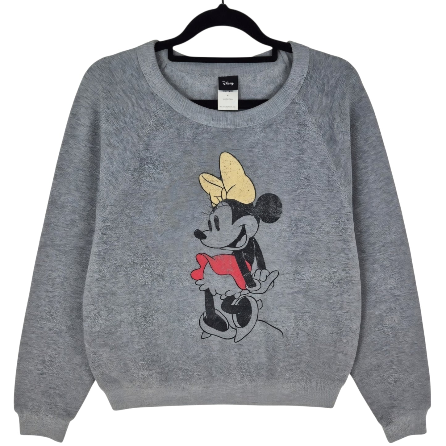 Disney Minnie Mouse Womens Grey Crewneck Sweater Size M