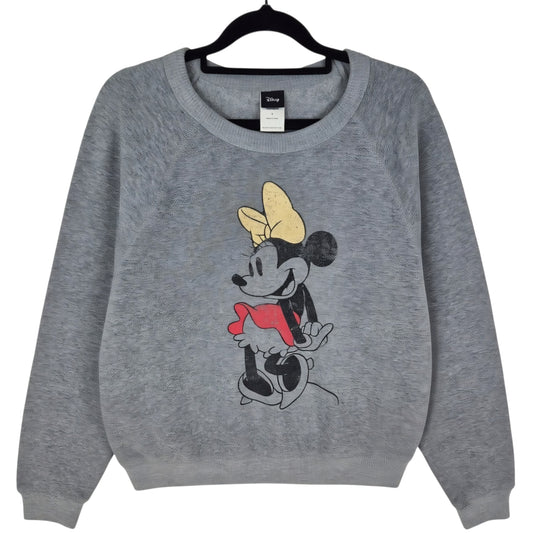 Disney Minnie Mouse Womens Grey Crewneck Sweater Size M