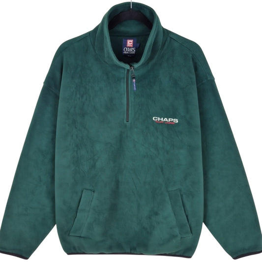 Vintage Ralph Lauren Chaps 90's Dark Green Quarter Zip Fleece Jumper Size L