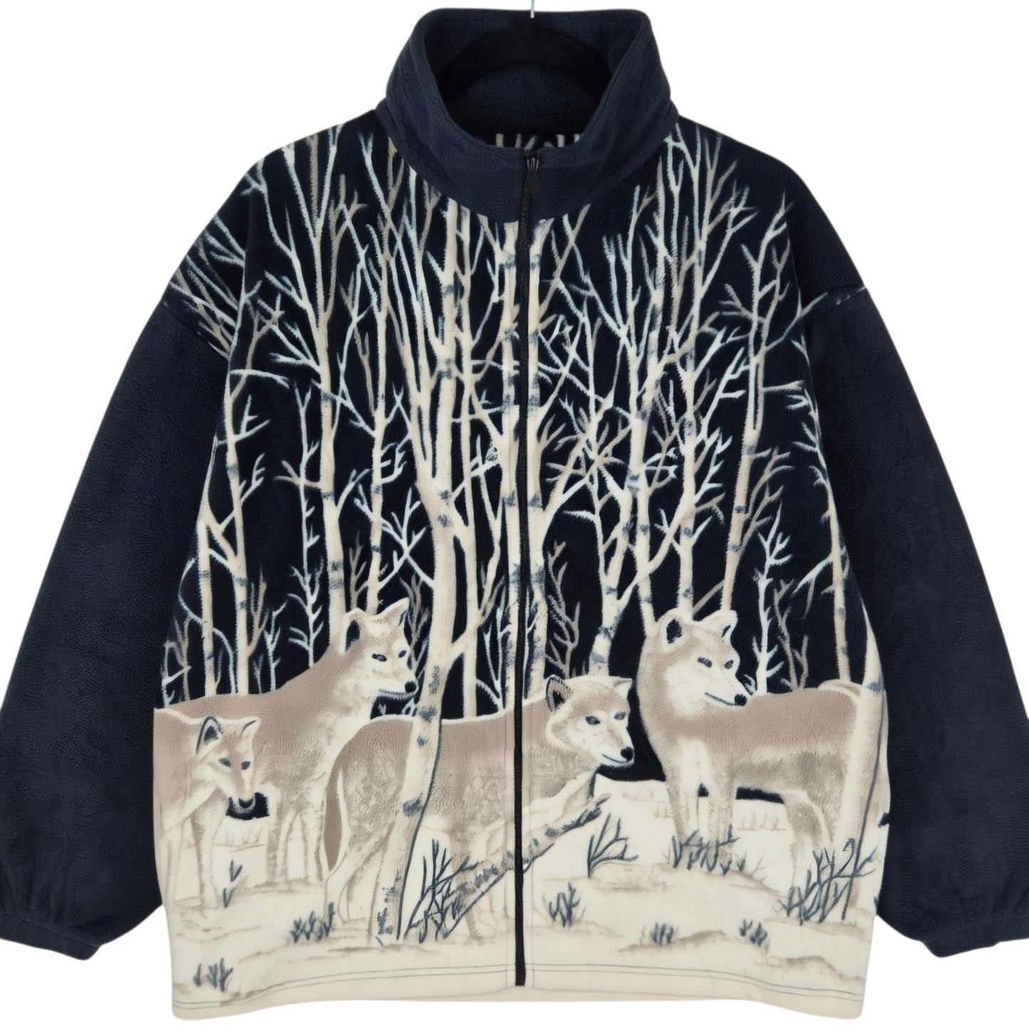 Urban Wildlife Black & White Fleece Zip Jumper Size L
