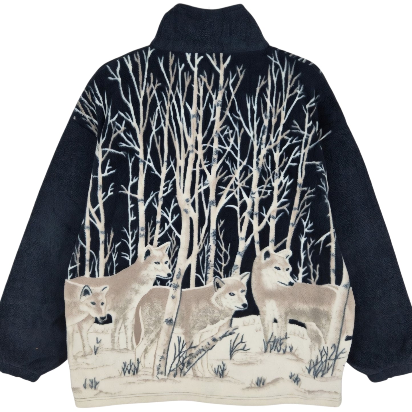 Urban Wildlife Black & White Fleece Zip Jumper Size L