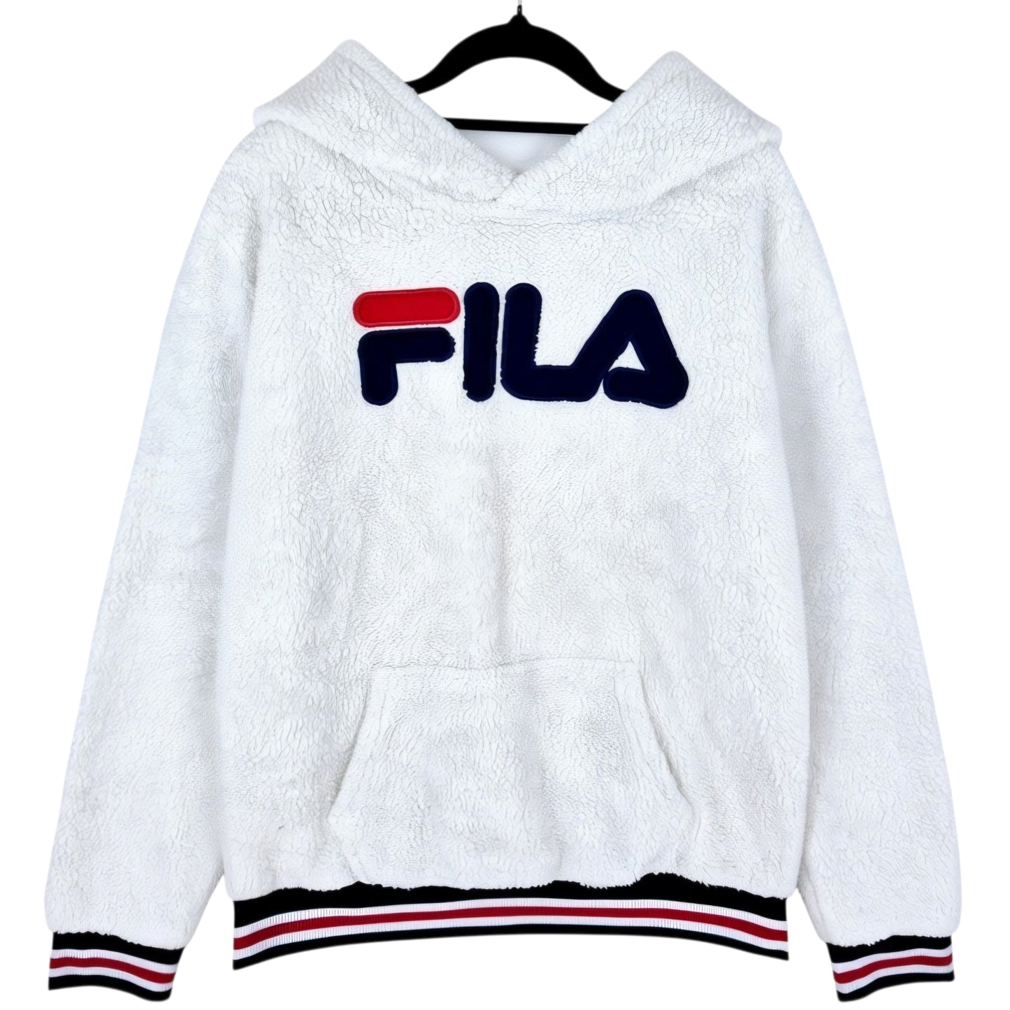 FILA White Embroidered Fleece Hoodie Size S