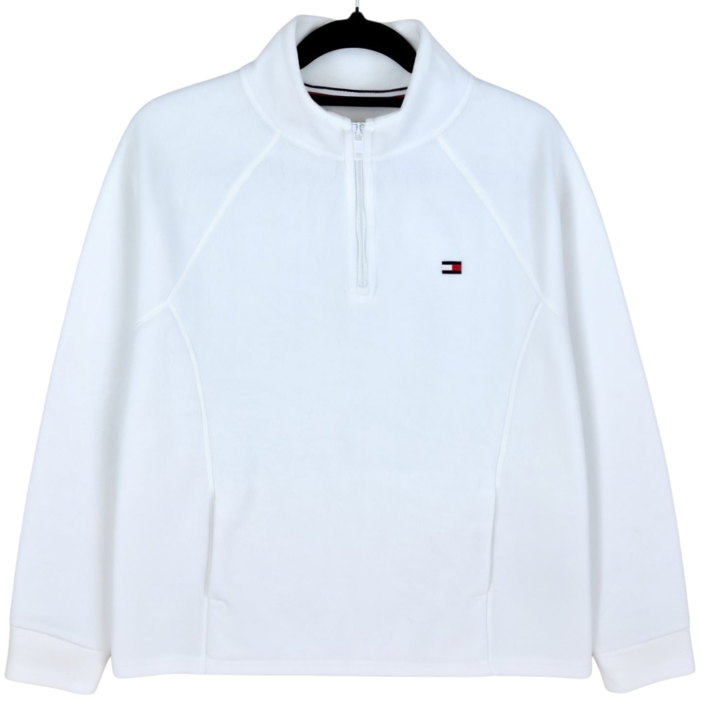 Tommy Hilfiger White Quarter Zip Fleece Jumper Size S