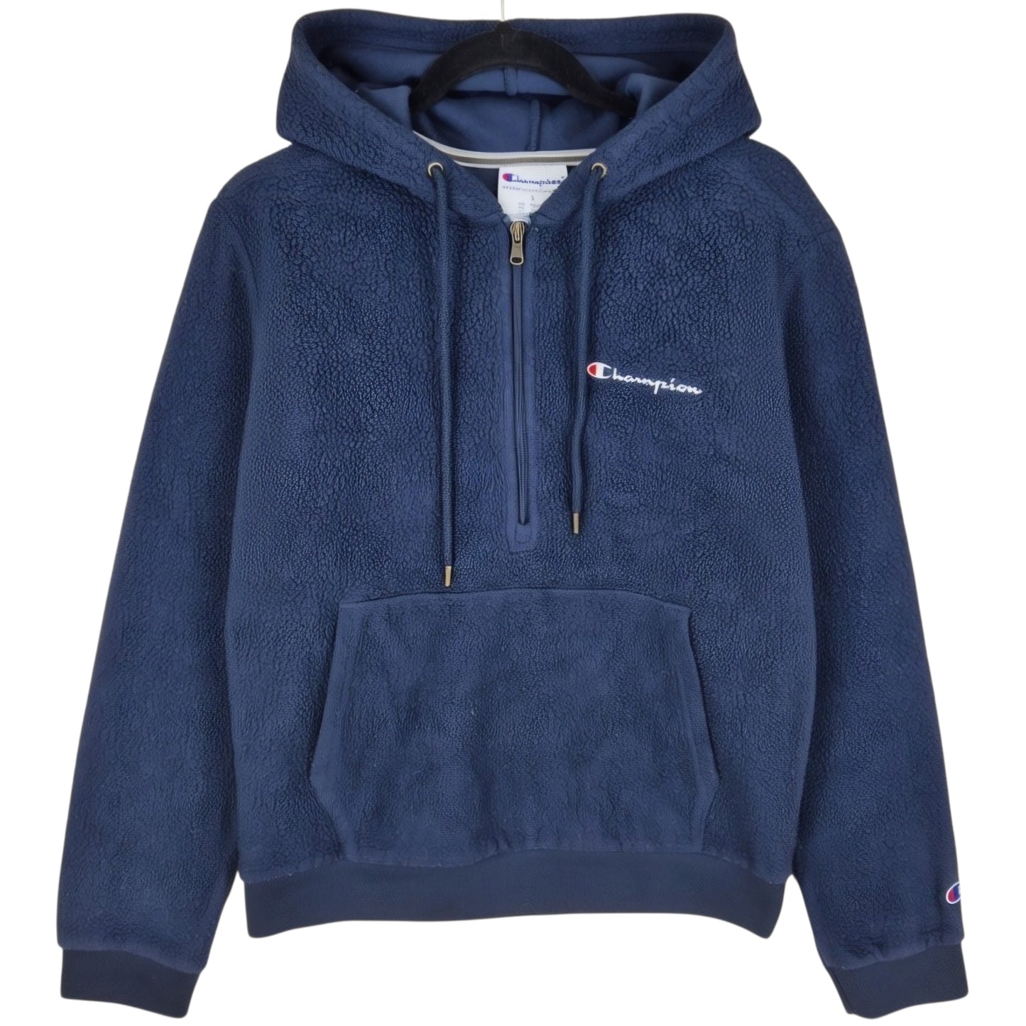 Champion Dark Blue Half Zip Fleece Hoodie Size S