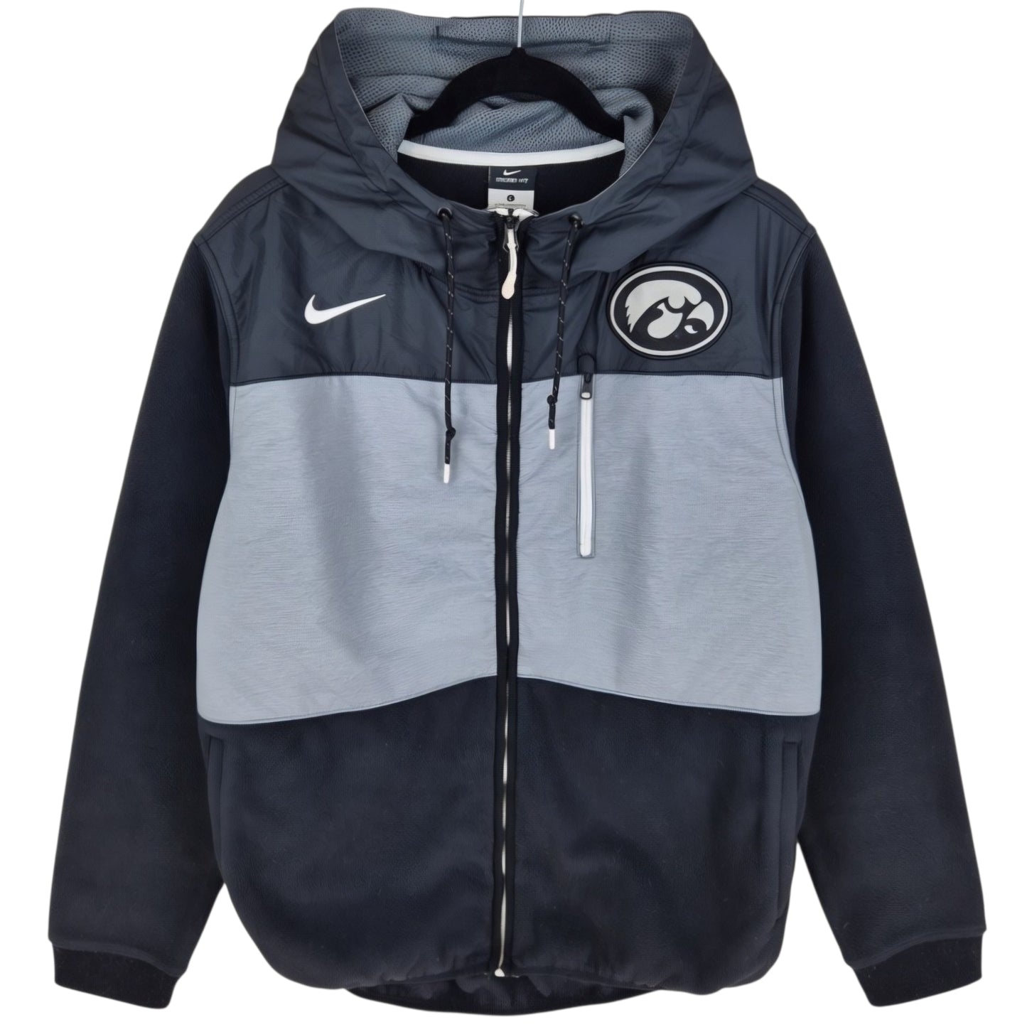 Nike Iowa Hawkeyes Black & Grey Fleece Zip Hoodie Size L