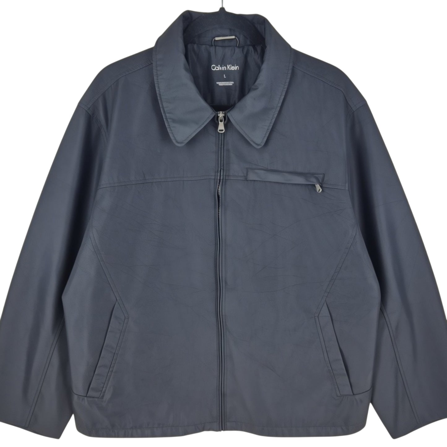 Calvin Klein Black Collared Windbreaker Jacket Size L