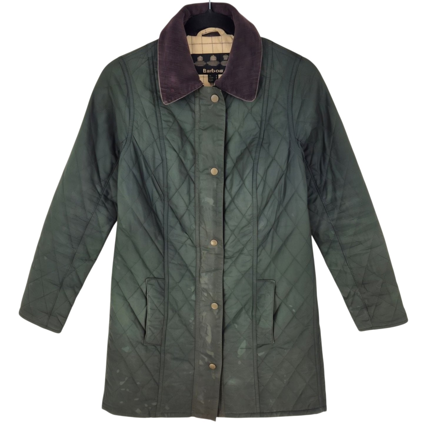 Barbour Womens Dark Green Padded Trench Coat Jacket Size S