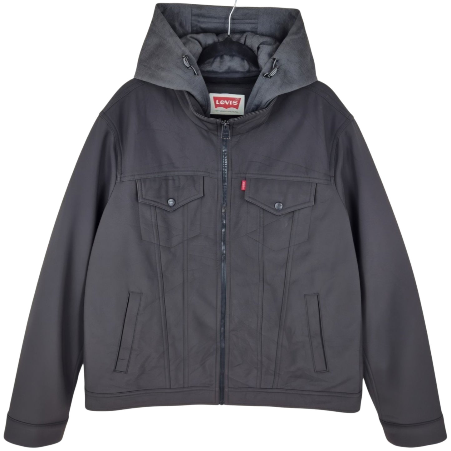 Levis Black Hooded Windbreaker Jacket Size L