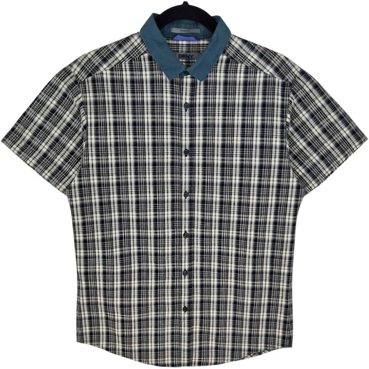 DKNY Grey Checkered Short Sleeve Slim Fit Button Shirt Size S