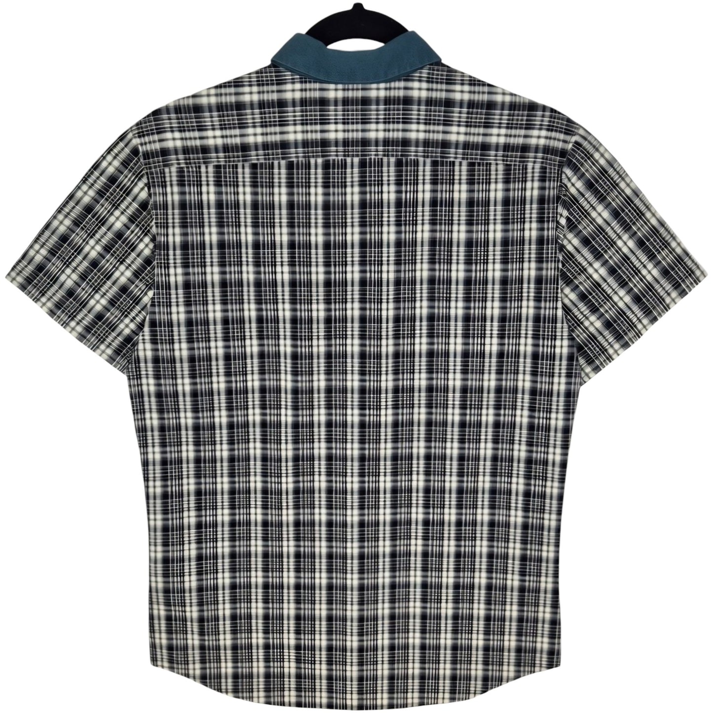 DKNY Grey Checkered Short Sleeve Slim Fit Button Shirt Size S