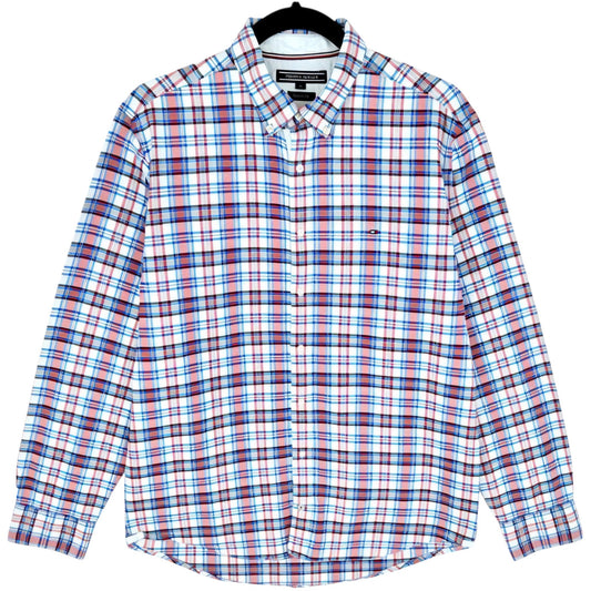 Tommy Hilfiger Red White & Blue Checkered Regular Fit Dress Shirt Size M