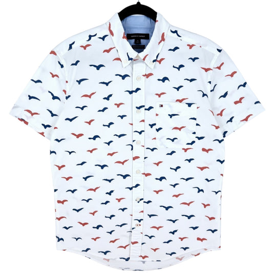 Tommy Hilfiger White Regular Fit Stretch Short Sleeve Button Shirt Size M