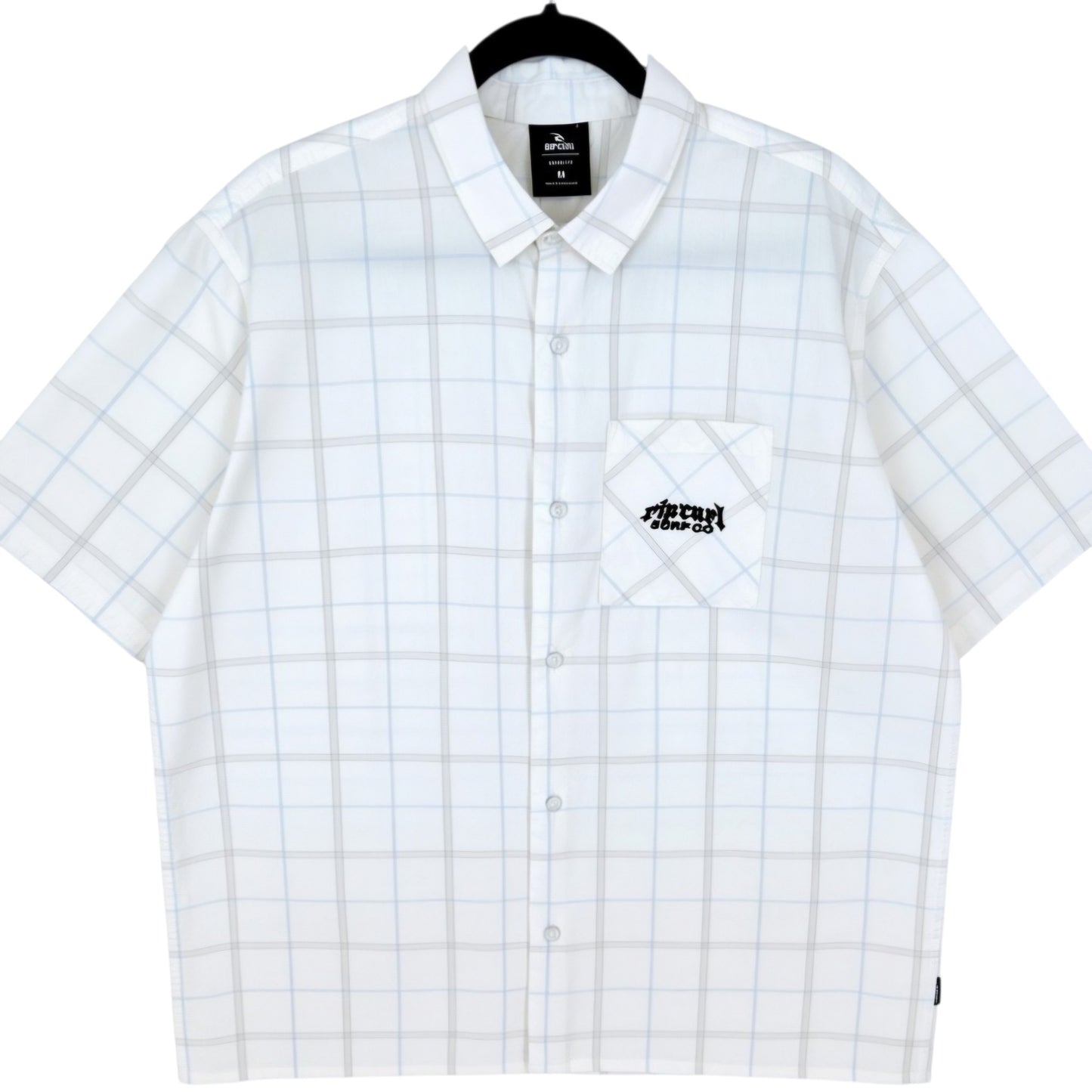 Ripcurl Cream White Loose Fit Square Cut Short Sleeve Button Shirt Size M