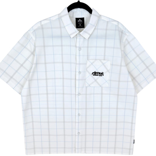 Ripcurl Cream White Loose Fit Square Cut Short Sleeve Button Shirt Size M