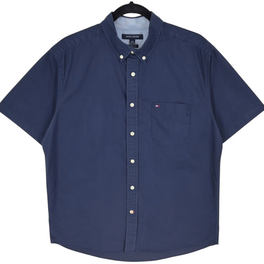 Tommy Hilfiger Dark Blue Classic Fit Short Sleeve Button Shirt Size L