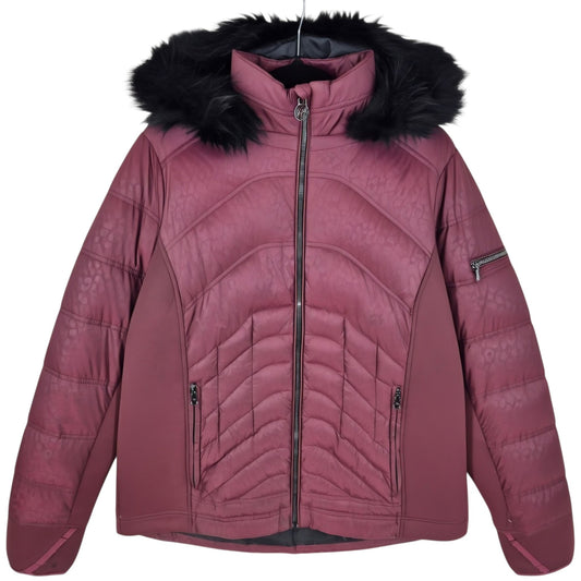 Michael Kors Womens Burgundy Padded Jacket Size L