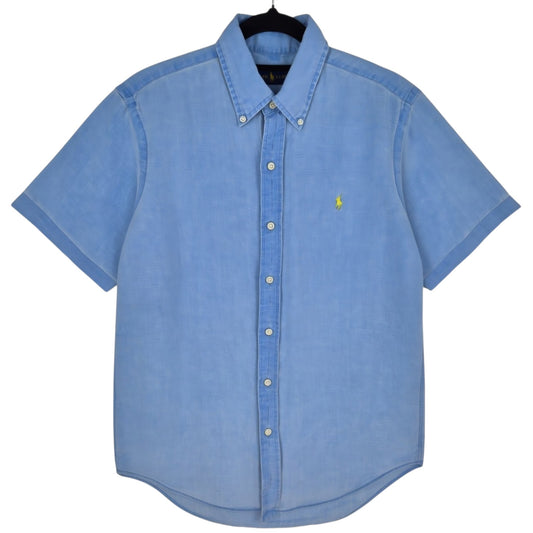 Polo Ralph Lauren Blue Linen Short Sleeve Button Shirt Size S