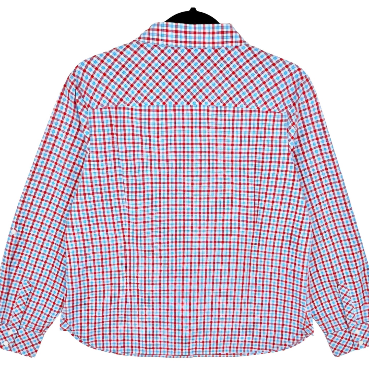 Tommy Hilfiger Womens Red & Blue Checkered Dress Shirt Size L
