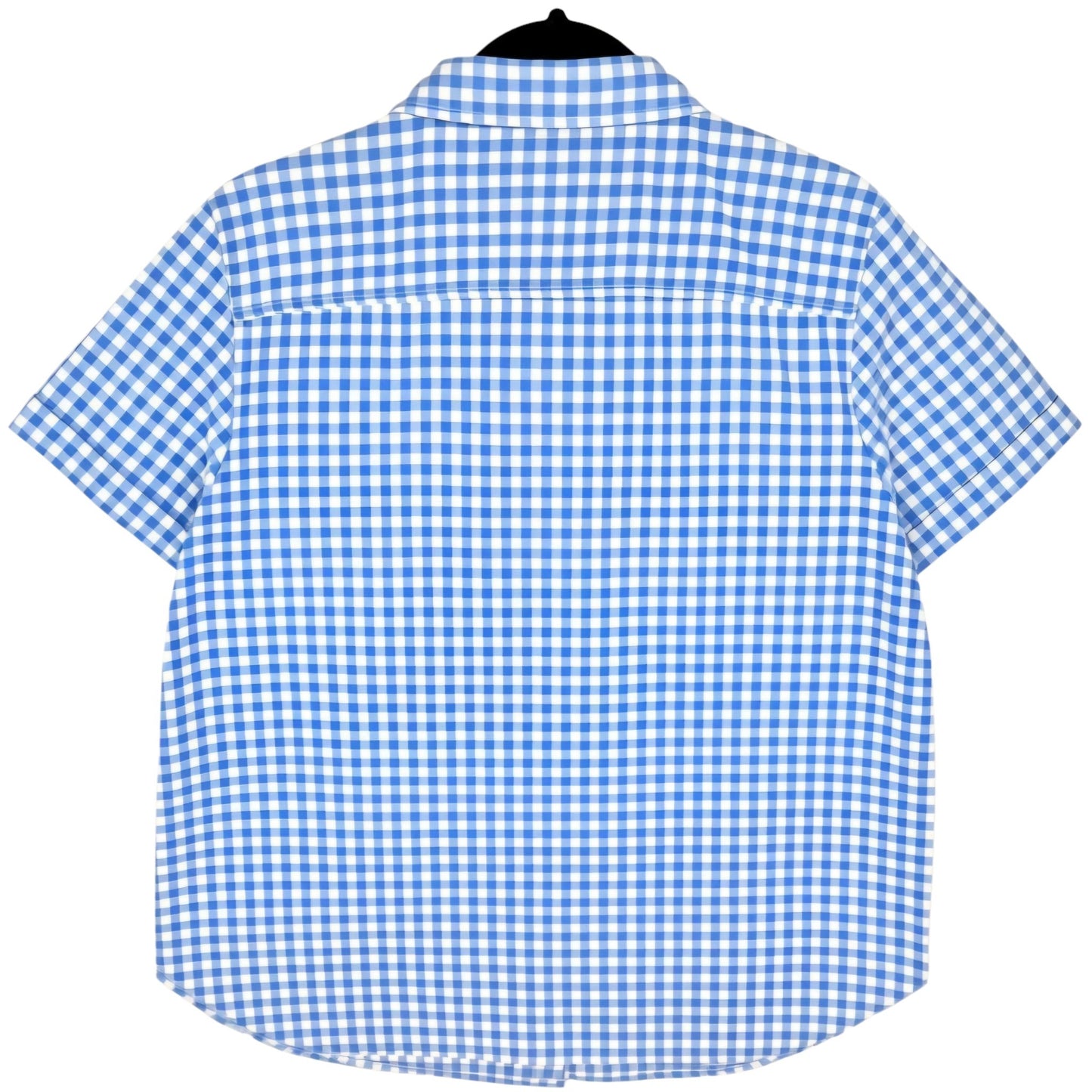 Tommy Hilfiger Womens Blue & White Checkered Short Sleeve Button Shirt Size XL