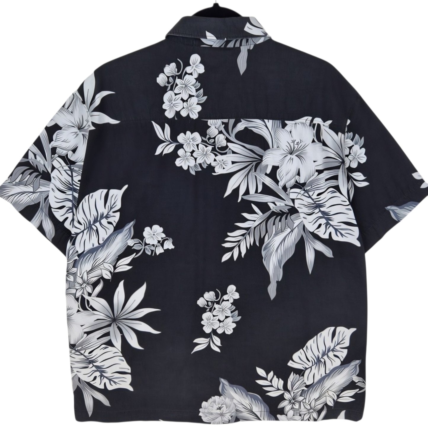 Superdry Black Floral Short Sleeve Button Shirt Size XL