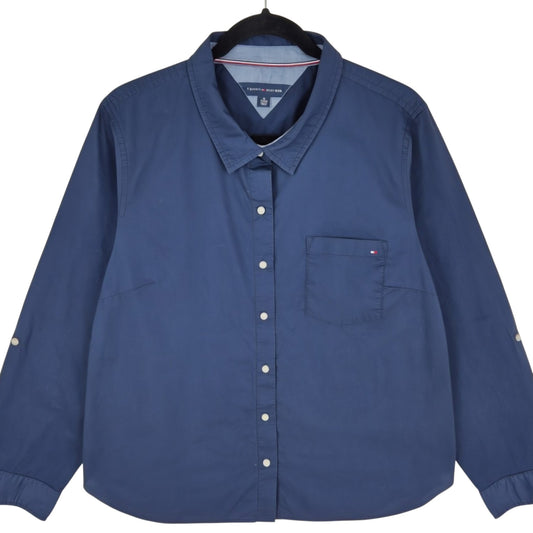 Tommy Hilfiger Womens Dark Blue Dress Shirt Size XL
