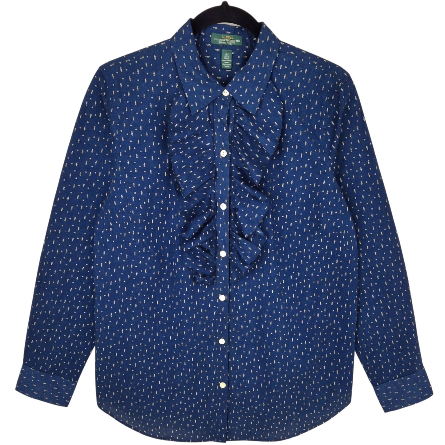 Ralph Lauren Jeans Womens Dark Blue Frilled Dress Shirt Size M
