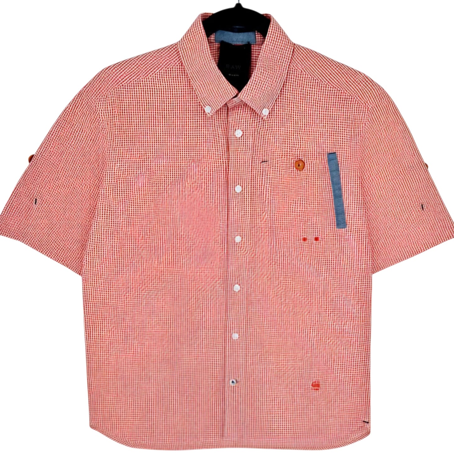 G Star Raw Correctline Red Checkered Short Sleeve Button Shirt Size L