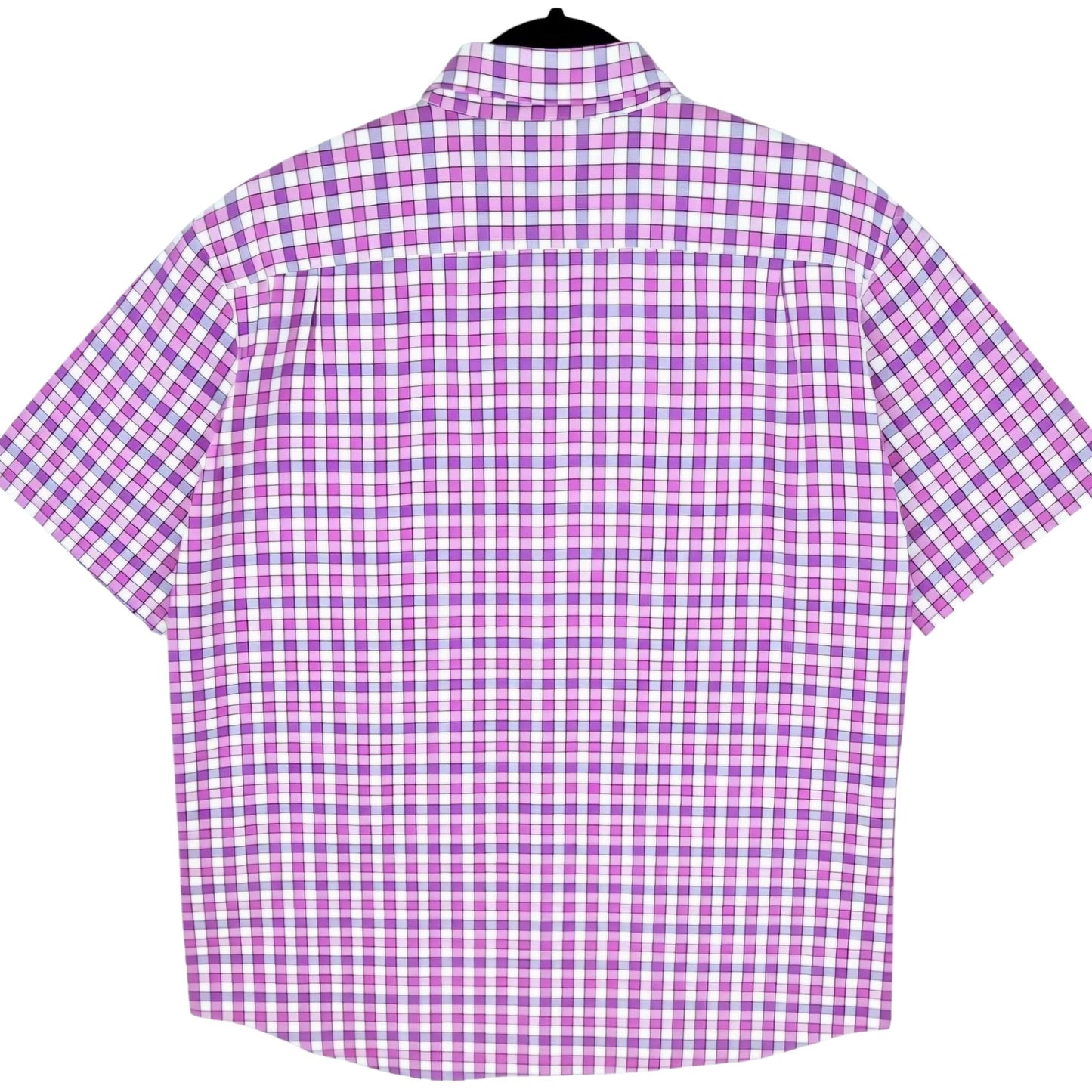 Lacoste Magenta Checkered Short Sleeve Button Shirt Size XL